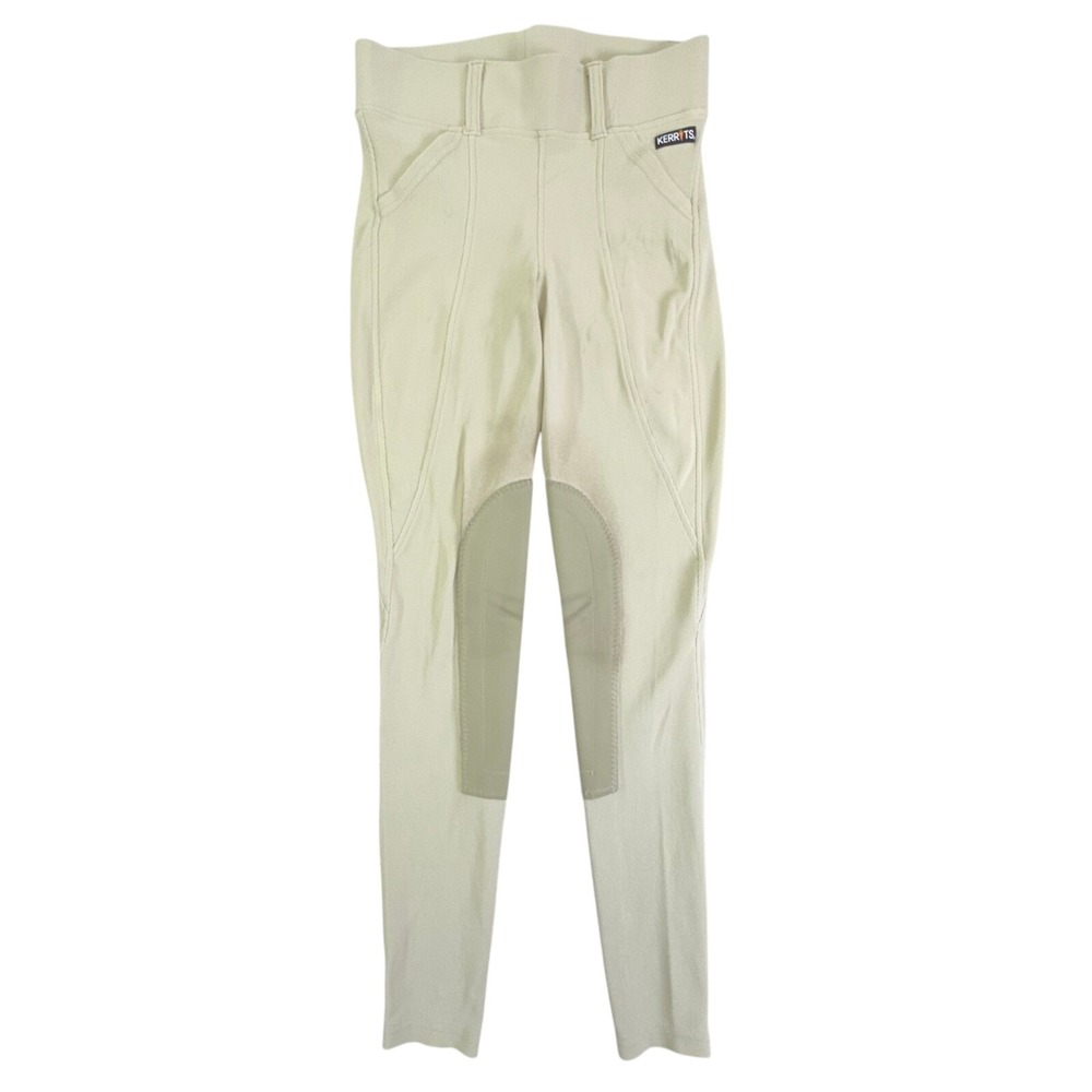 Kerrits Riding Breeches Womens Medium Tan Microcord Knee Patch Equestrian Pants